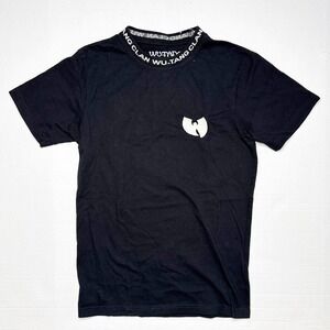 Wu-Tang Clan‎ Logo Mock Neck Embroidered T-Shirt Womens Small Black White